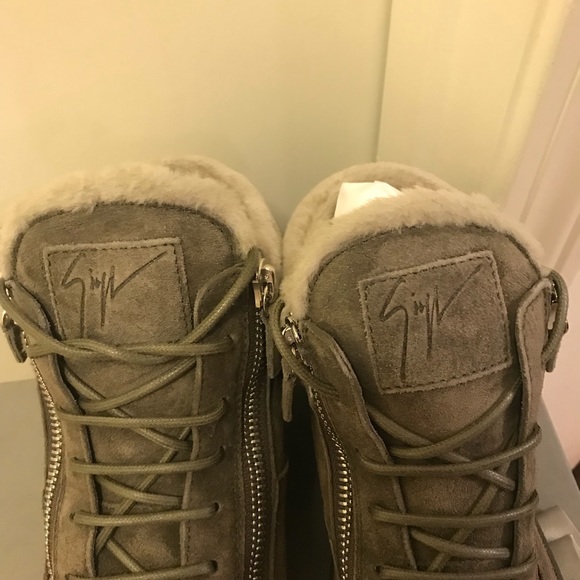 NEW Giuseppe Zanotti Shearling Mid Top Sneakers - Picture 3 of 7